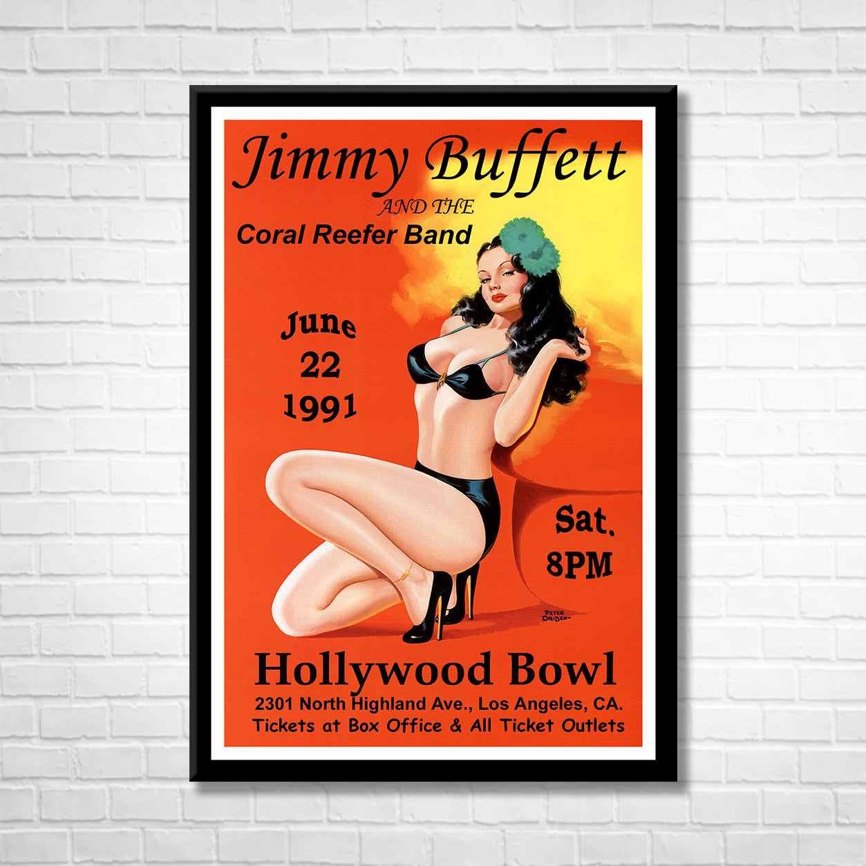 Classic Rock JIMMY BUFFET HOLLYWOOD BOWL 1991 Framed Reproduction Poster