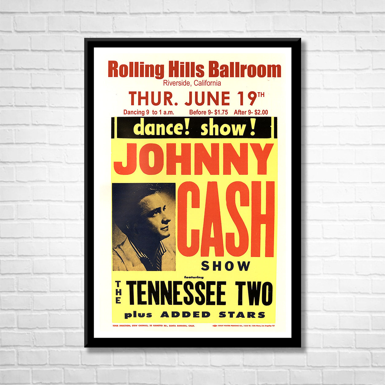 Classic Rock JOHNNY CASH - RIVERSIDE CA Framed Reproduction Poster