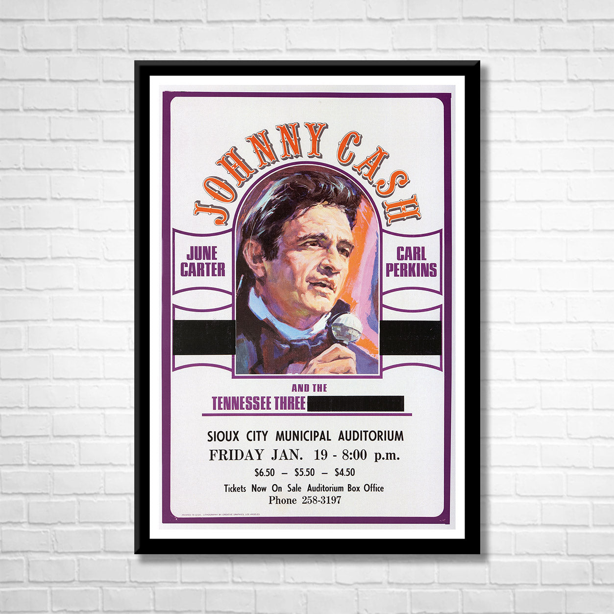 Classic Rock JOHNNY CASH 1968 Framed Reproduction Poster