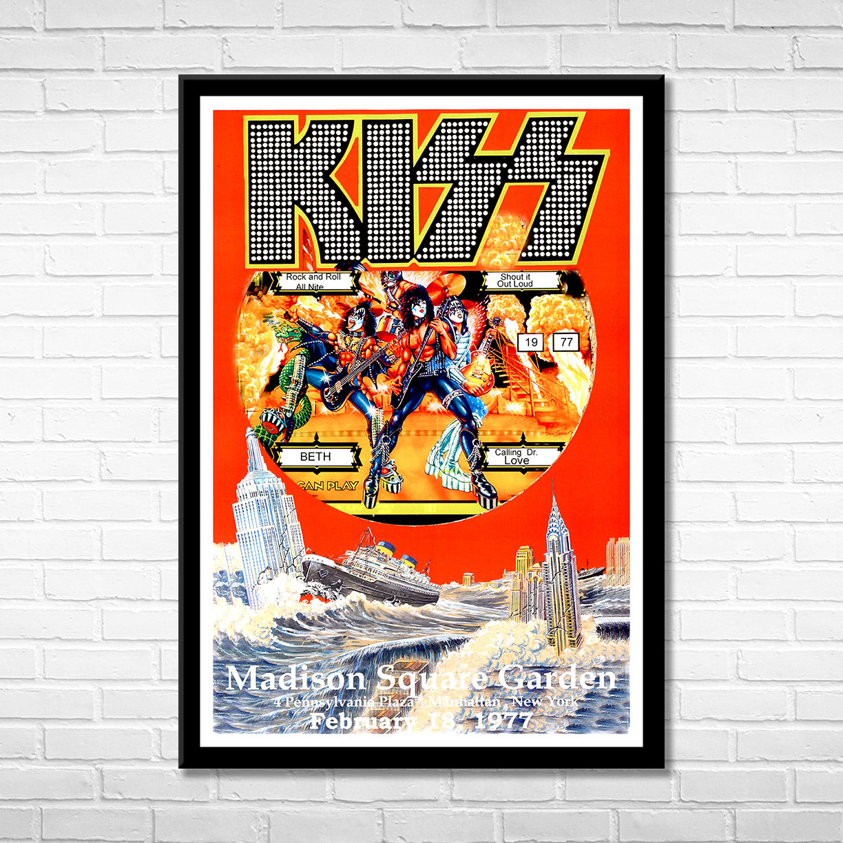 Classic Rock KISS - MSG 1977 Framed Reproduction Poster