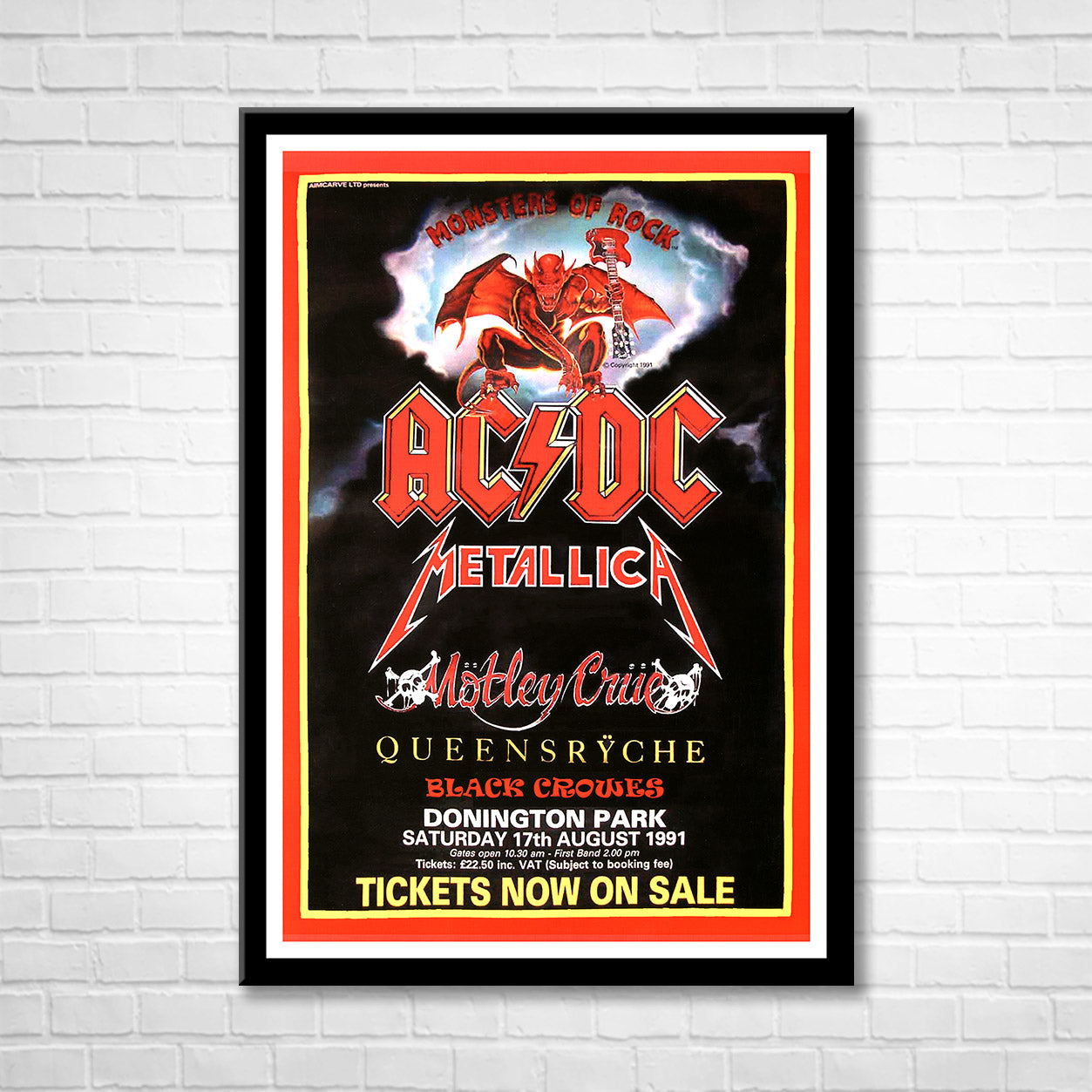 Classic Rock MONSTERS OF ROCK 1991 Framed Reproduction Poster