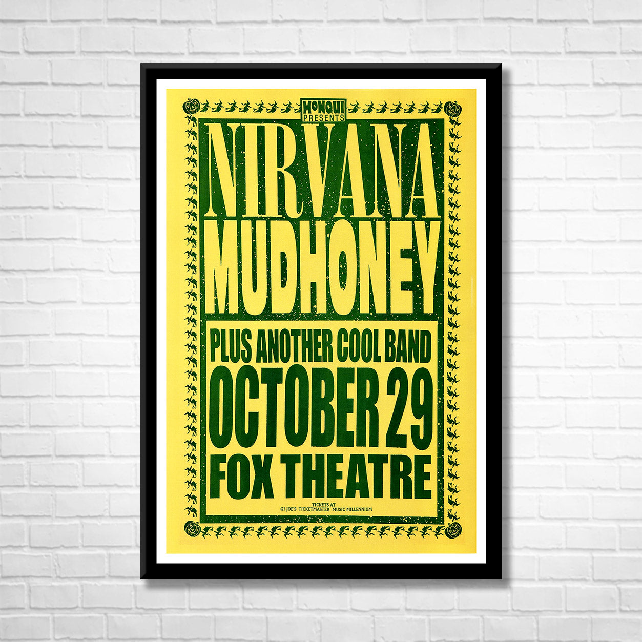 Classic Rock NIRVANA & MUDHONEY - PORTLAND 1991 Framed Reproduction Poster