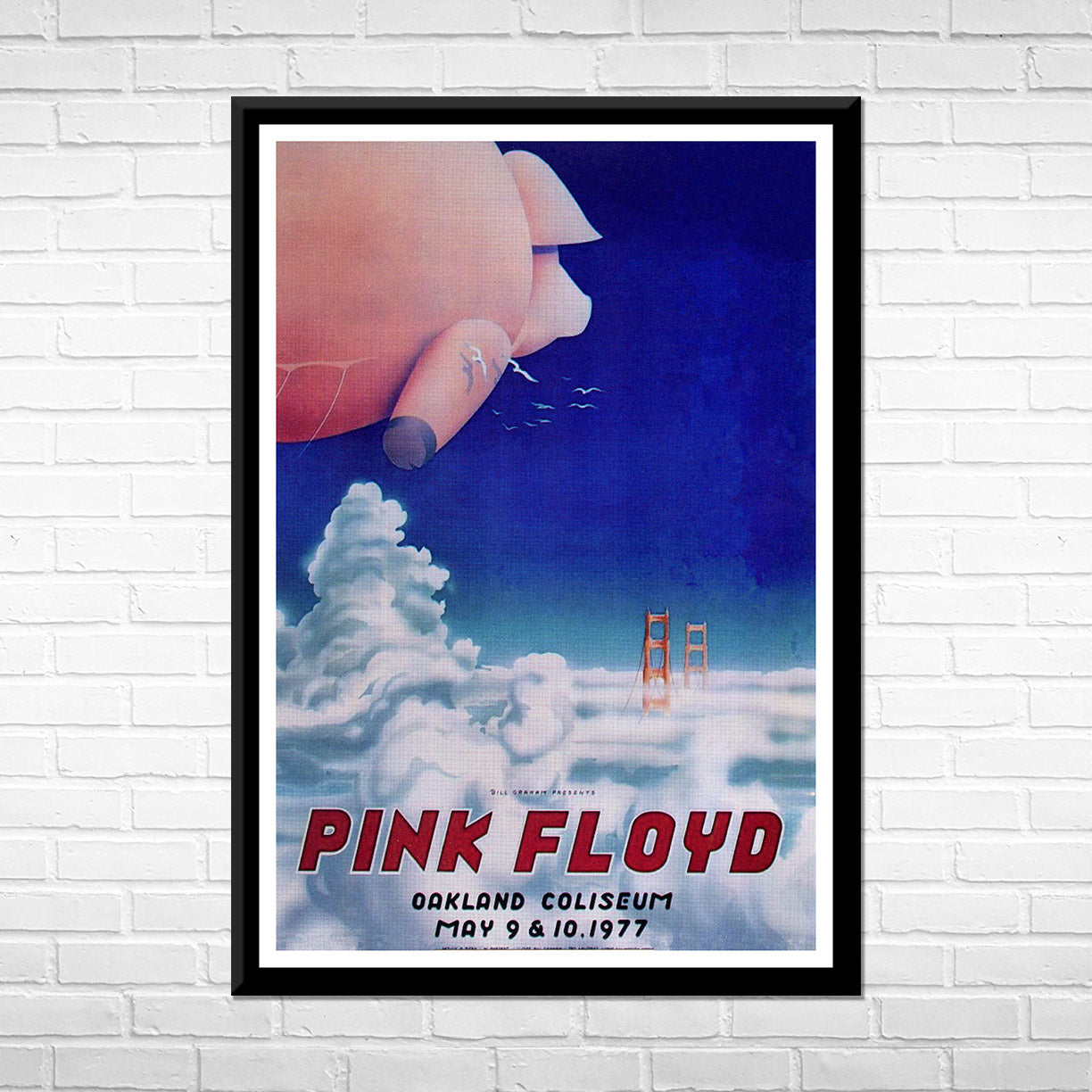 Classic Rock PINK FLOYD -OAKLAND COLISEUM 1977 Framed Reproduction Poster