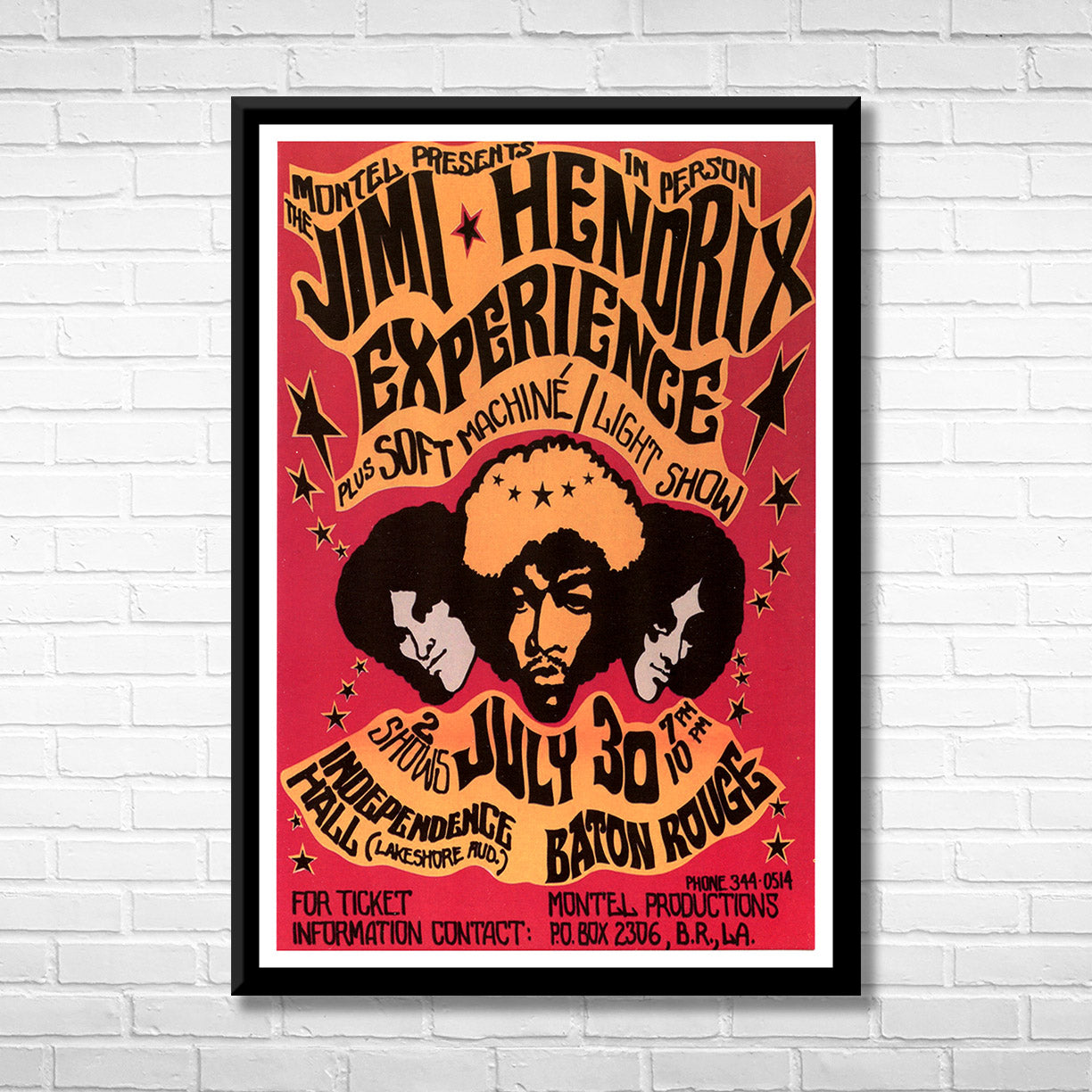 Classic Rock THE JIMI HENDRIX EXPERIENCE - BATON ROUGE Framed Reproduction Poster