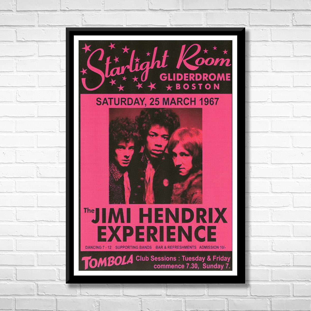 Classic Rock THE JIMI HENDRIX EXPERIENCE - BOSTON 1967 Framed Reproduction Poster