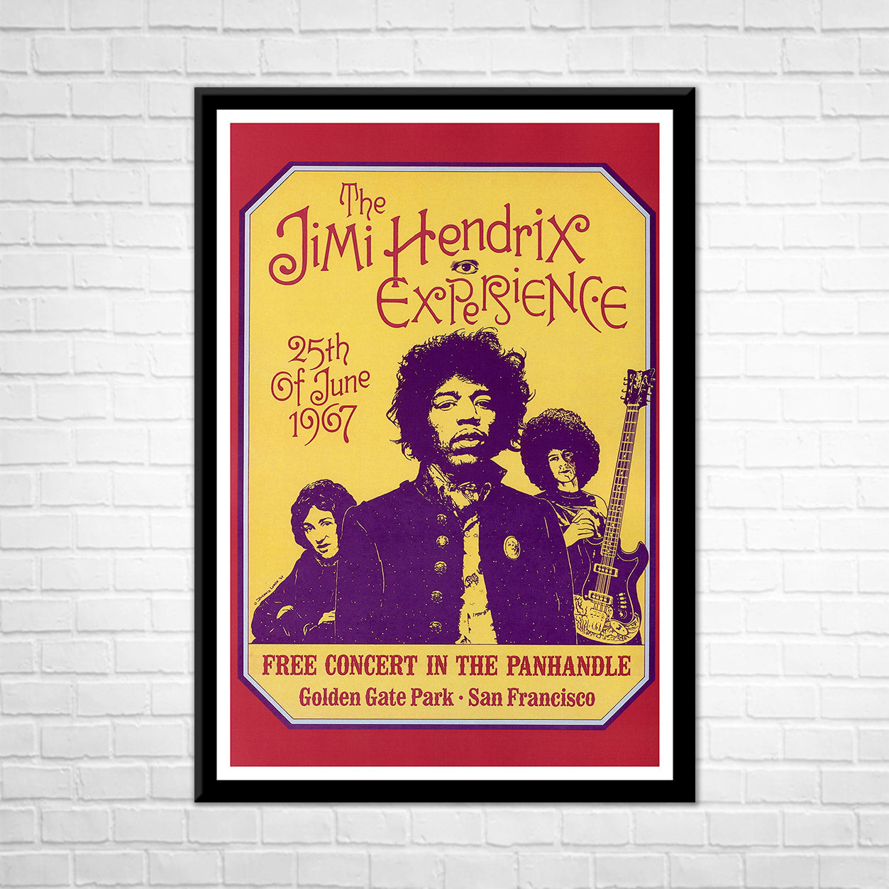 Classic Rock THE JIMI HENDRIX EXPERIENCE - GOLDEN STATE PARK SAN FRANCISCO 1967 Framed Reproduction Poster