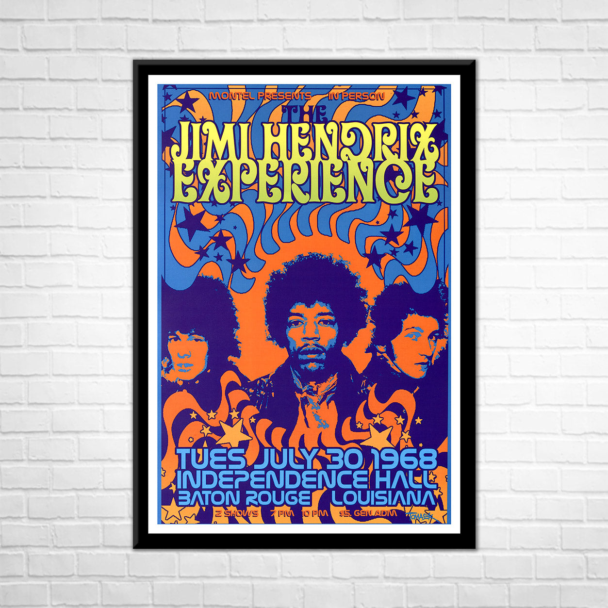 Classic Rock THE JIMI HENDRIX EXPERIENCE - INDEPENDENCE HALL 1968 Framed Reproduction Poster
