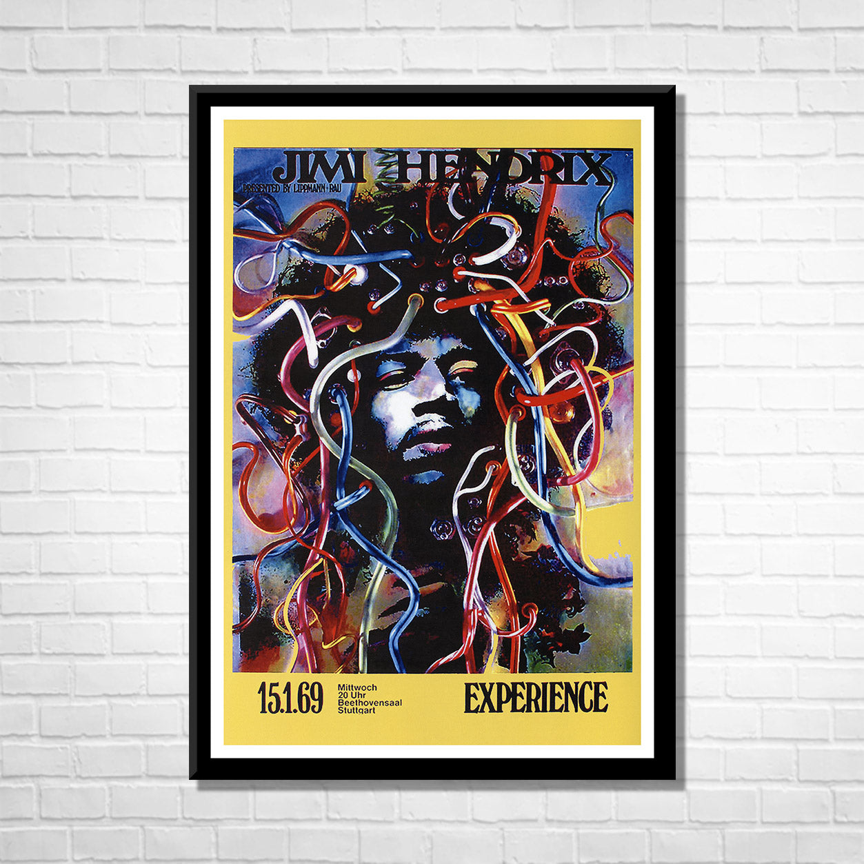Classic Rock THE JIMI HENDRIX EXPERIENCE - STUTTGART 1969 Framed Reproduction Poster