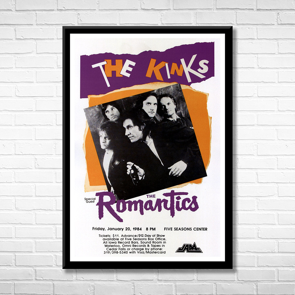 Classic Rock THE KINKS & THE ROMANTICS Framed Reproduction Poster
