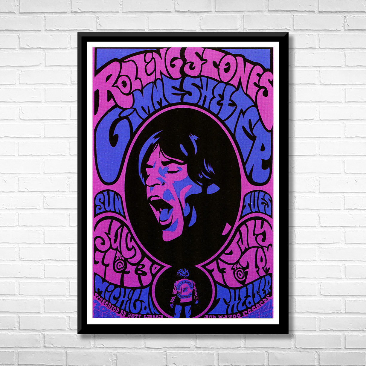 Classic Rock THE ROLLING STONES - GIMME SHELTER, MICHIGAN THEATER Framed Reproduction Poster