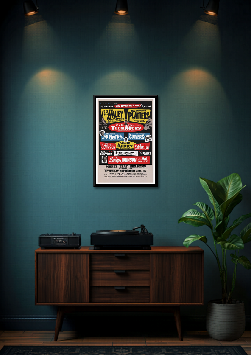 Chuck Berry and Bill Haley Revue Framed Music Poster