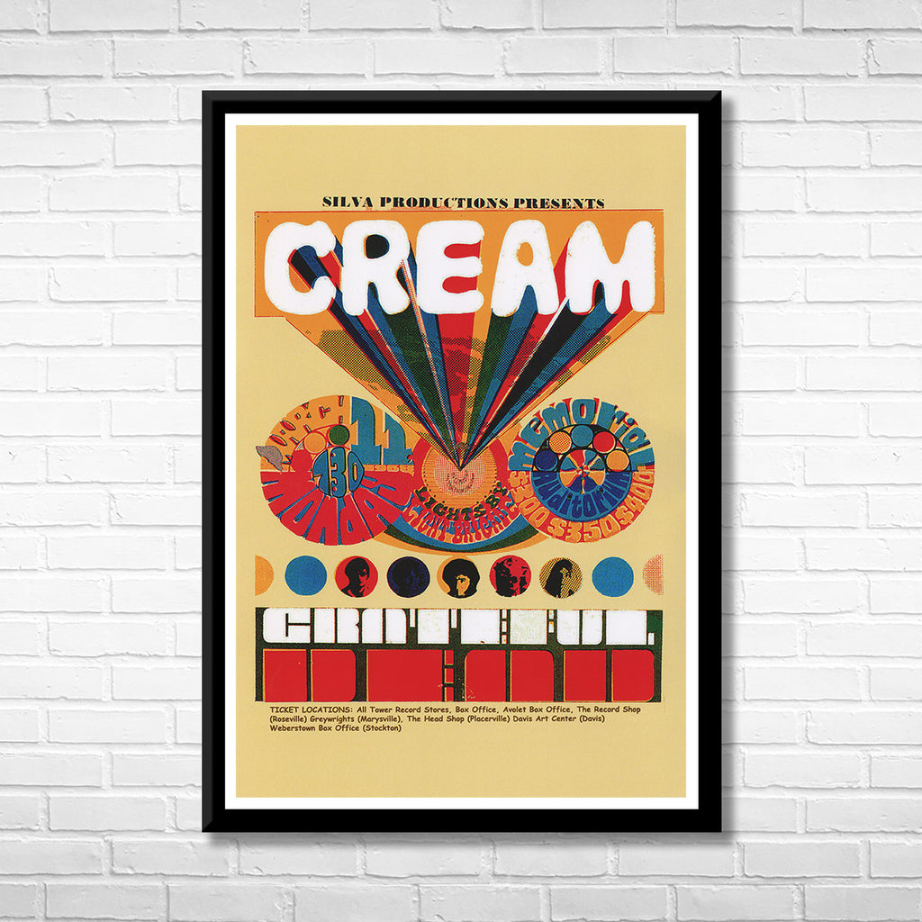 Classic Rock Cream and Grateful Dead Framed Music Poster
