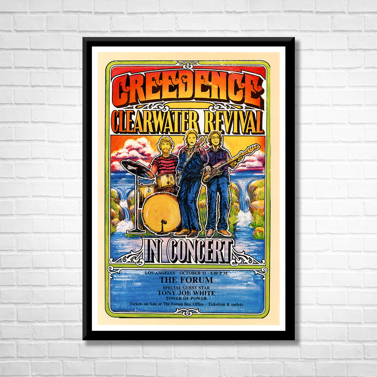 Classic Rock CREEDENCE CLEARWATER REVIVAL - LA 1970 Framed Reproduction Poster