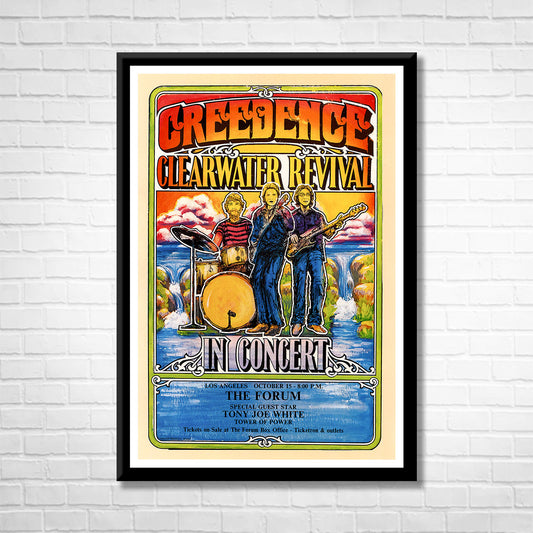 Classic Rock CREEDENCE CLEARWATER REVIVAL - LA 1970 Framed Reproduction Poster