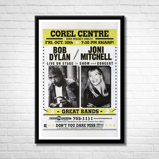 Classic Rock BOB DYLAN and JONI MITCHELL - COREL CENTRE 1993 Framed Reproduction Poster