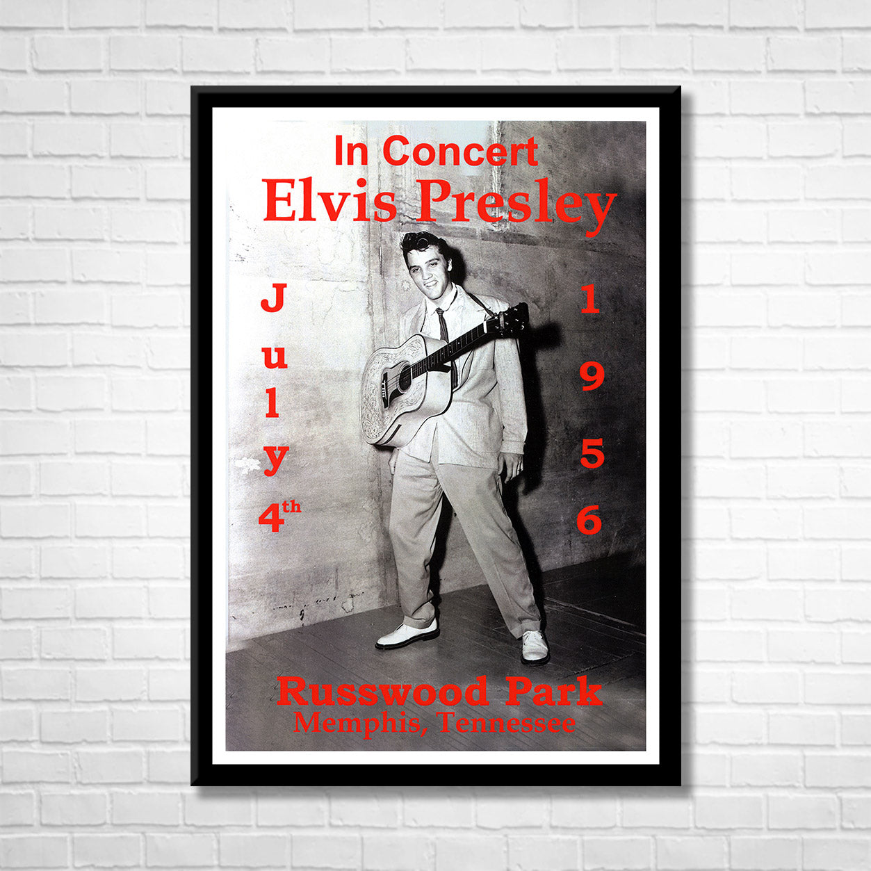 Classic Rock ELVIS PRESLEY - RUSSWOOD PARK 1956 Framed Reproduction Poster