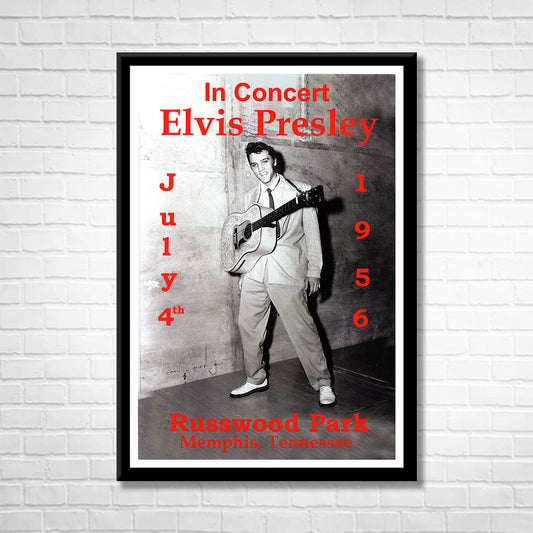 Classic Rock ELVIS PRESLEY - RUSSWOOD PARK 1956 Framed Reproduction Poster