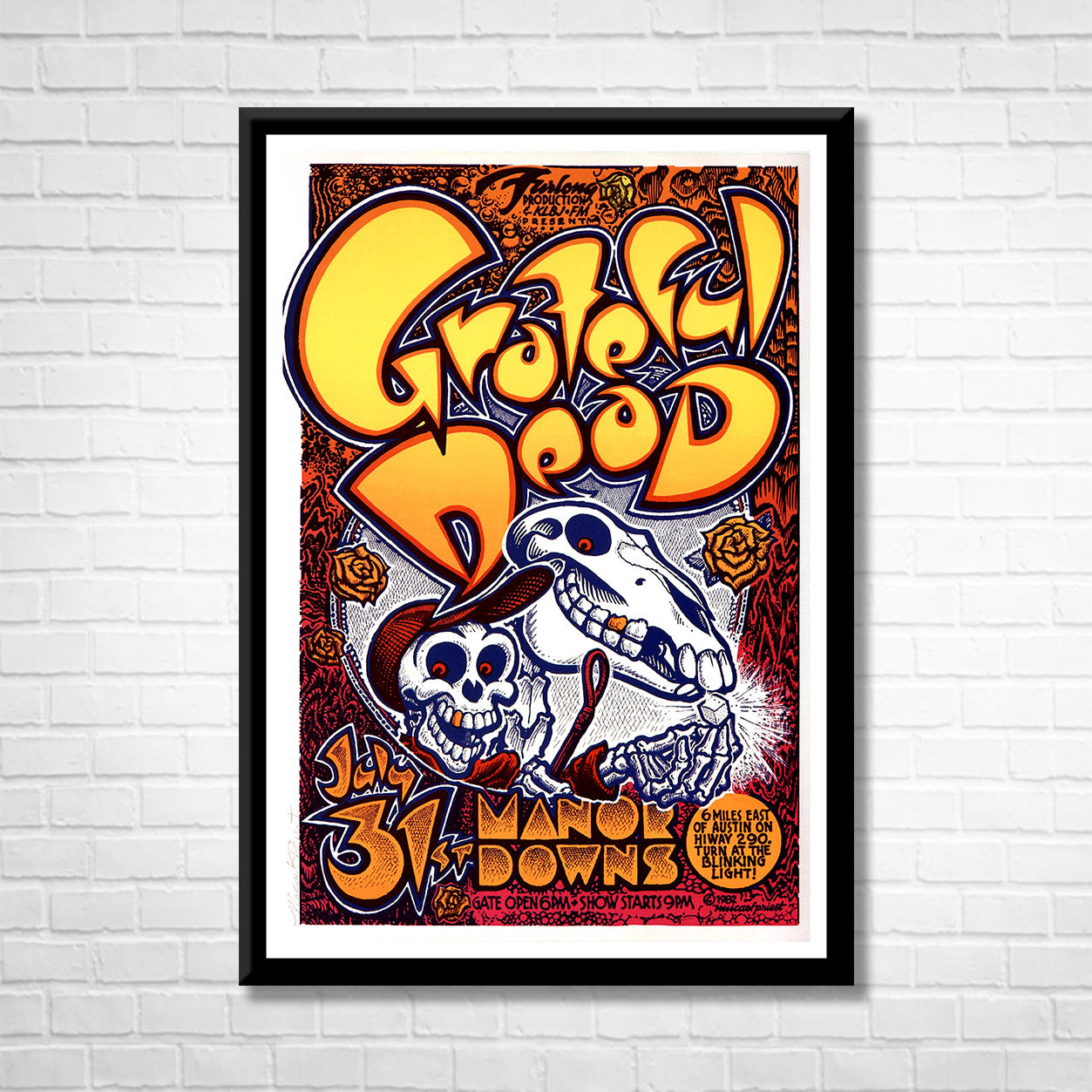 Classic Rock GREATFUL DEAD at MANOR DOWNS Framed Reproduction Poster