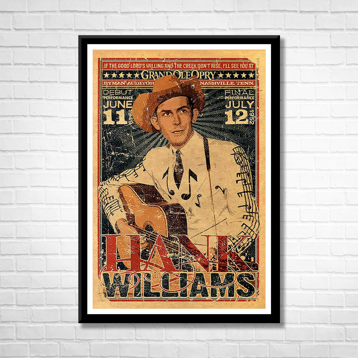 Classic Country HANK WILLIAMS at the GRAND OLE OPRY Framed Reproduction Poster