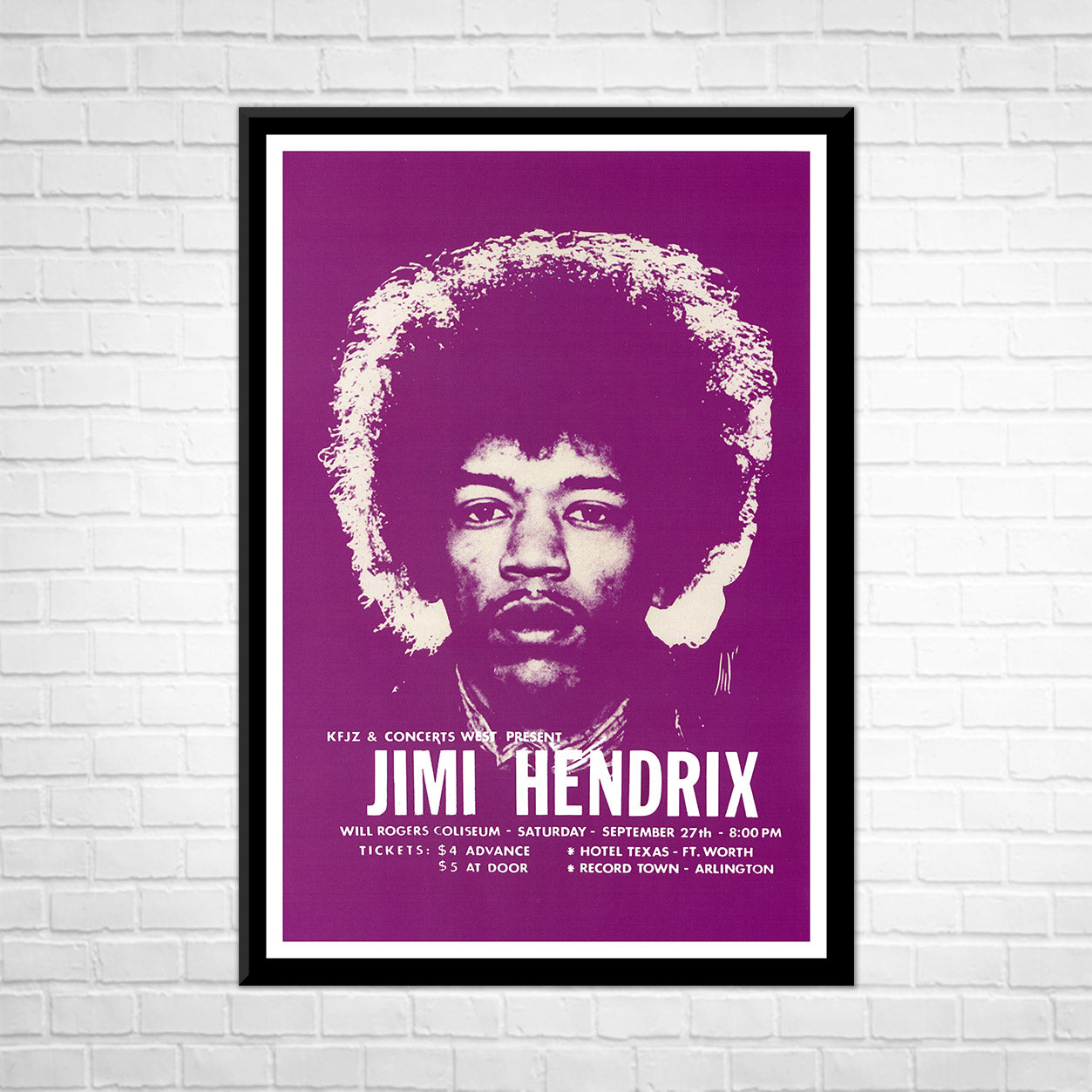 Classic Rock JIMI HENDRIX at the WILL ROGERS COLISEUM Framed Reproduction Poster