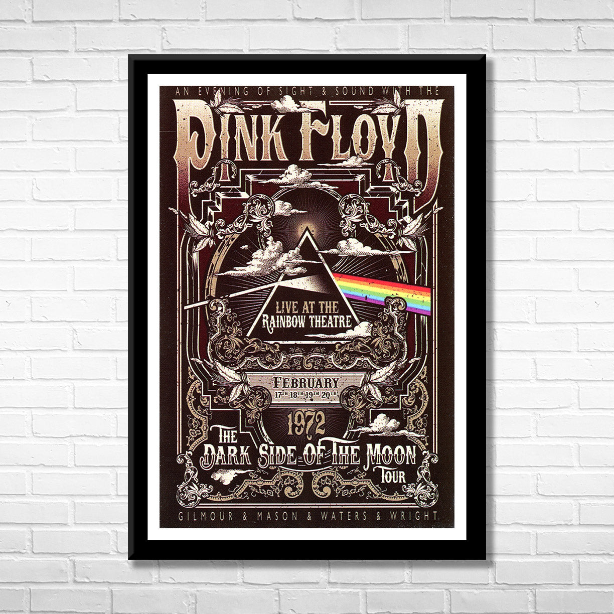 Classic Rock PINK FLOYD -DARK SIDE OF THE MOON TOUR 1972 Framed Reproduction Poster