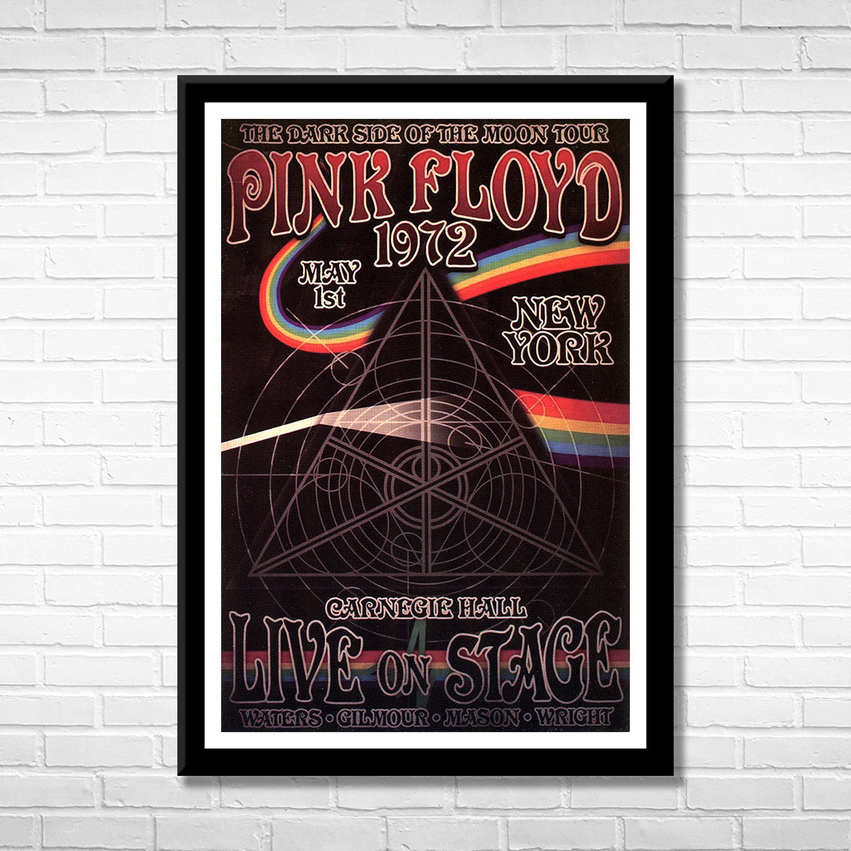 Classic Rock PINK FLOYD -DARK SIDE OF THE MOON TOUR NYC 1972 Framed Reproduction Poster