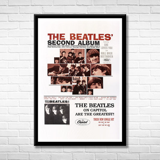 Classic Rock THE BEATLES - SECOND ALBUM 1964 Framed Reproduction Poster