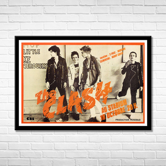 Classic Rock THE CLASH - PARIS 1977 Framed Reproduction Poster