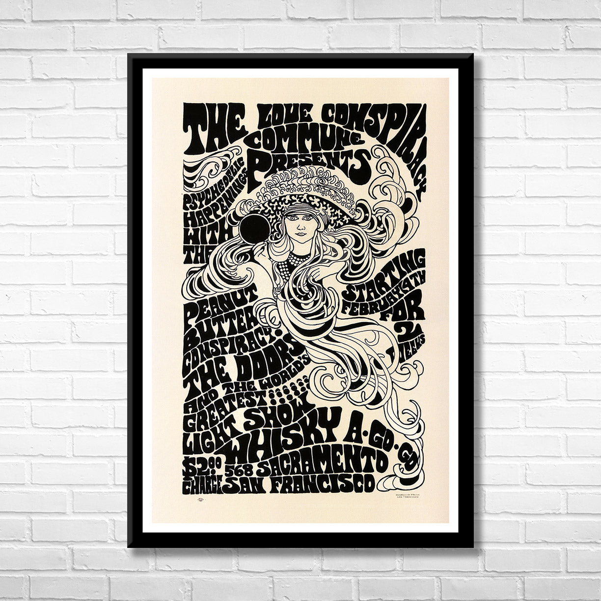 Classic Rock THE DOORS - WHISKEY A-GO-GO 1967 Framed Reproduction Poster