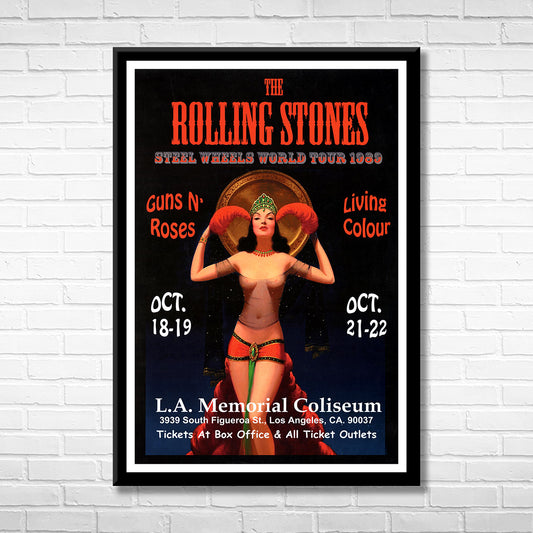 Classic Rock THE ROLLING STONES - LA MEMORIAL COLISEUM Framed Reproduction Poster